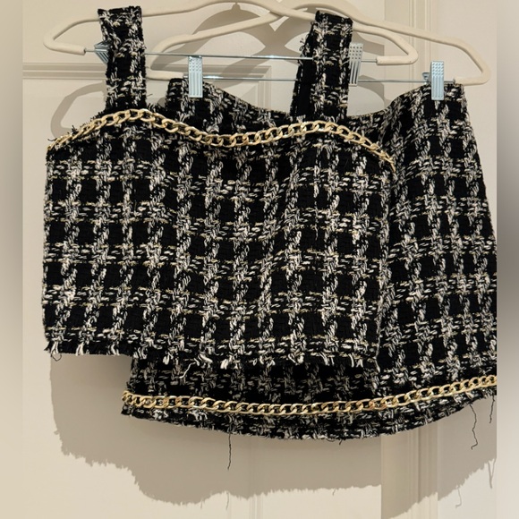 NWT Alice and Olivia CORALIE TOP + ELANA SKIRT in Black & White Set - Picture 1 of 16